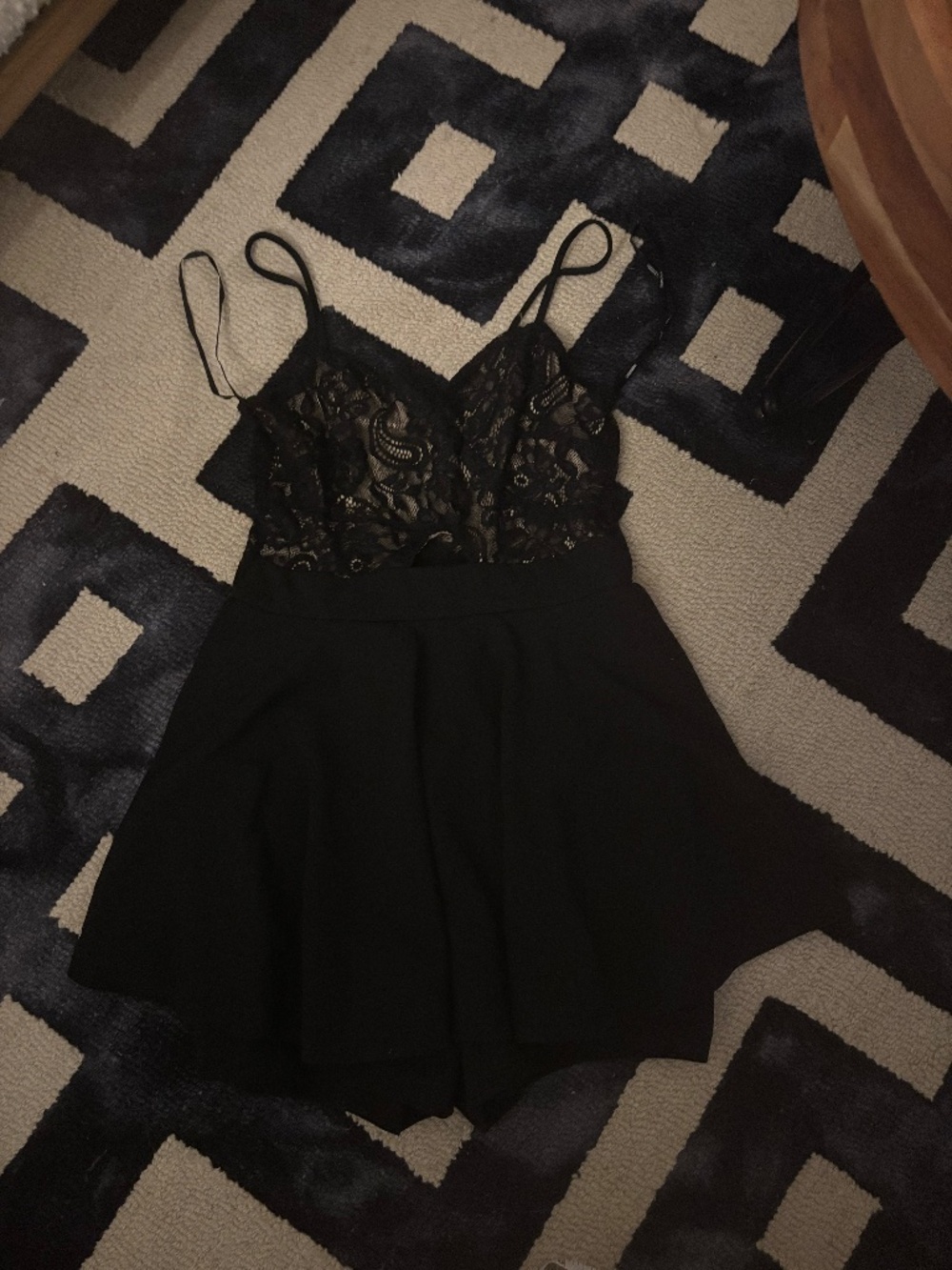 Forever 21 Black/Lace Cutout Mini Dress with Skort Underneath